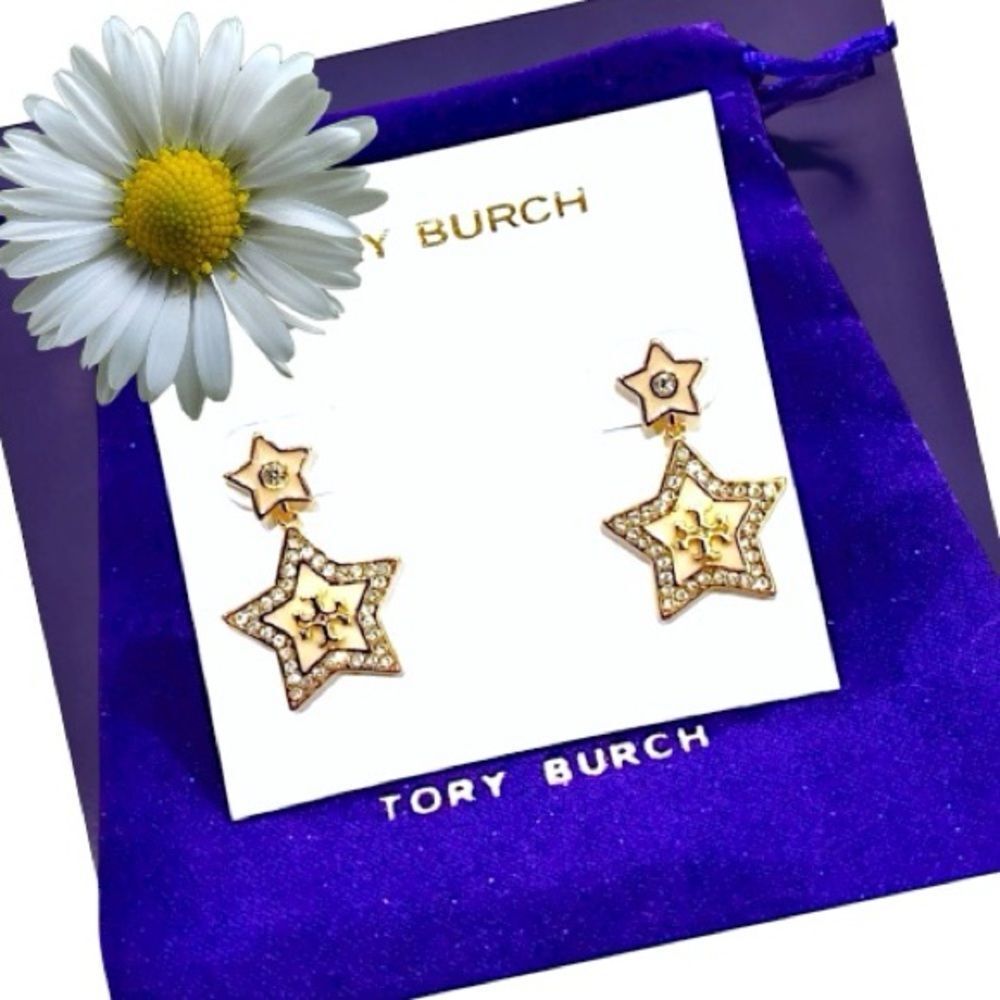 TORY BURCH STAR DANGLE GOLD EARRINGS